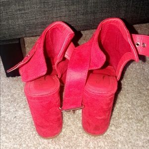 Red Open toe heels